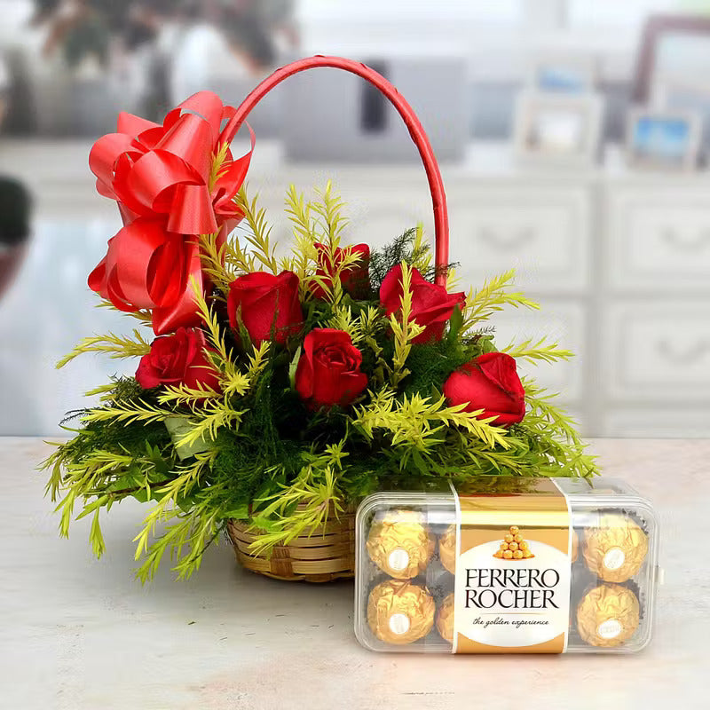Red Roses & Ferrero Rocher Chocolate Combo