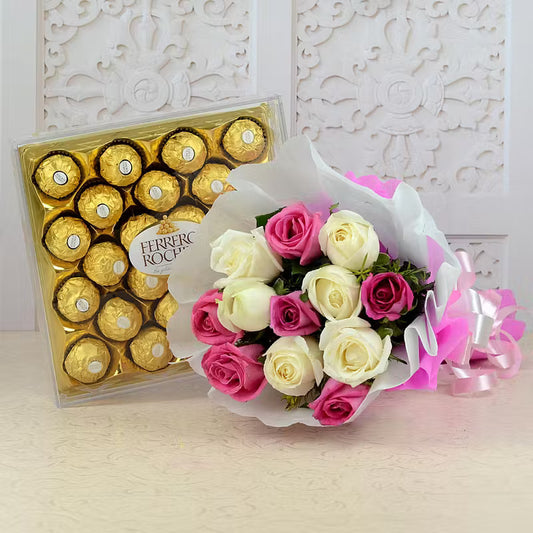 Elegant Rose Duo & Ferrero Rocher Delight
