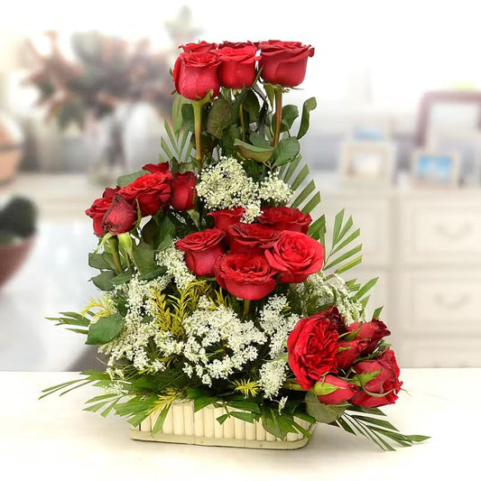 Classic Red Rose Basket