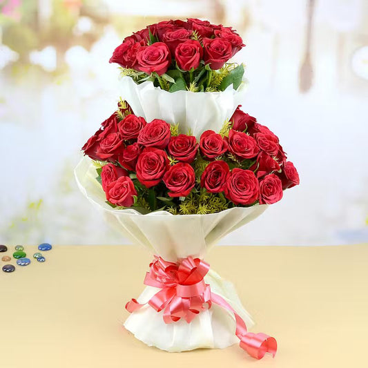 Double-Layer 55 Red Roses Bunch