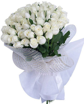 50 White Rose Bunch