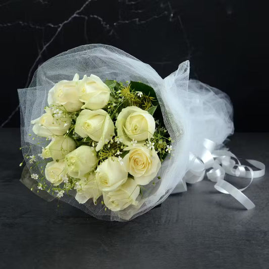 Elegant White Rose Bouquet